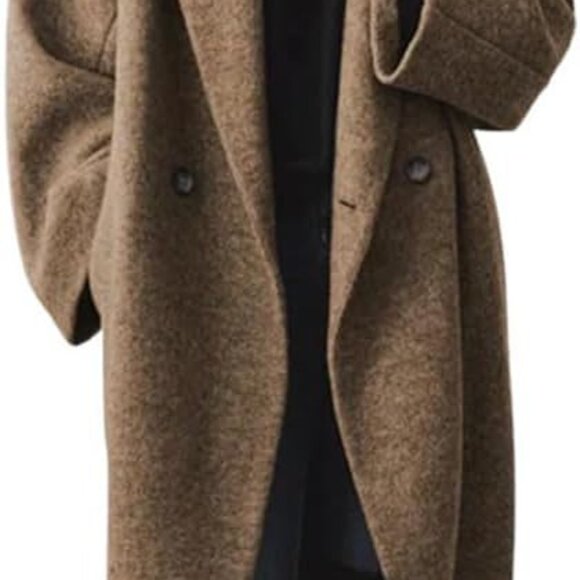 Sophisticated Long Sleeve Wool Blend Coat for Women - Perfect for Fall & Winter - Picture 1 of 3